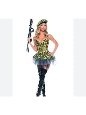 Be Wicked Sexy Army Womens Costume Commando Camouflage Cosplay Set Size S/M